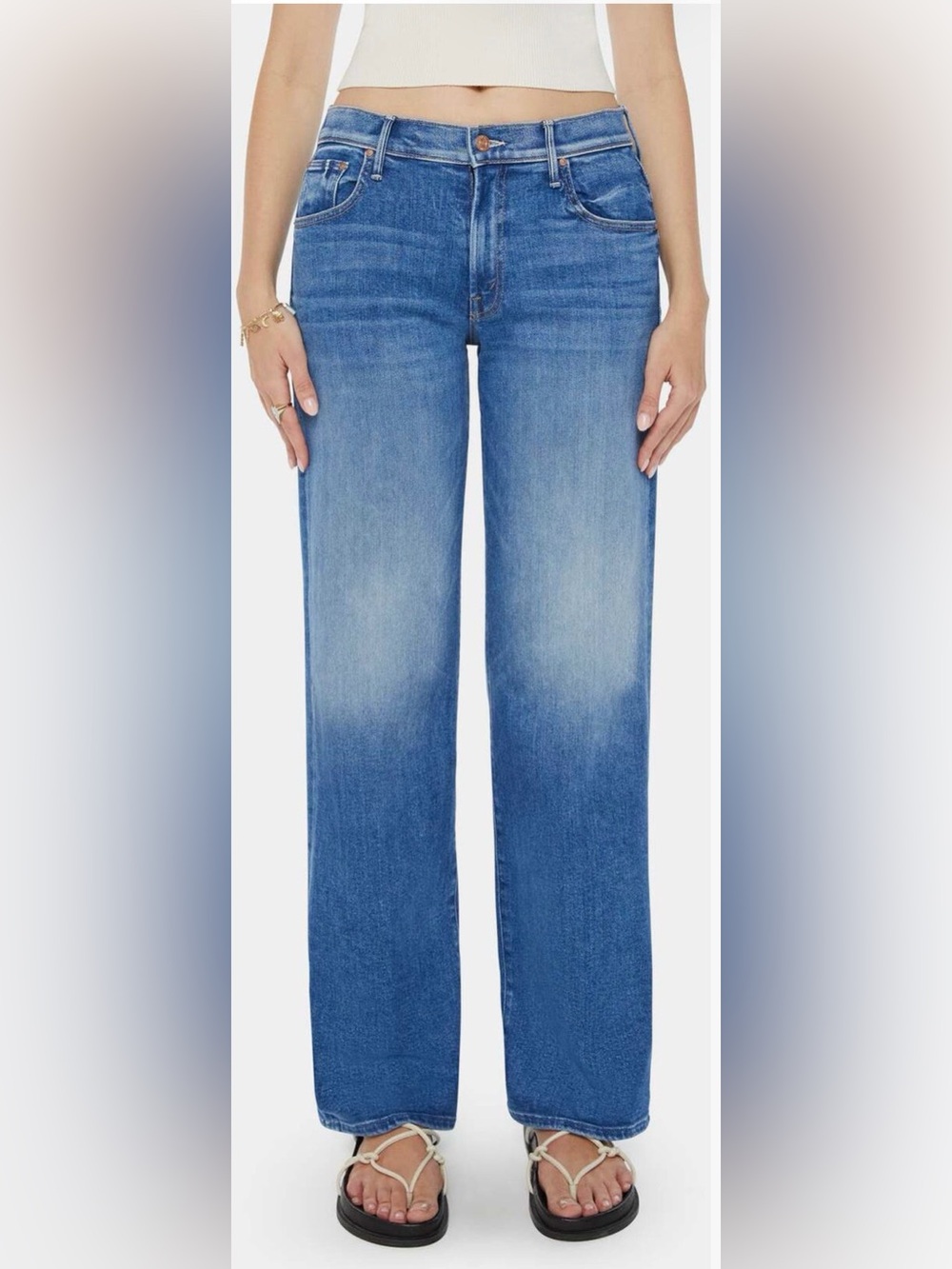 MOTHER Mid Rise Maven Sneak Jeans in Different Strokes